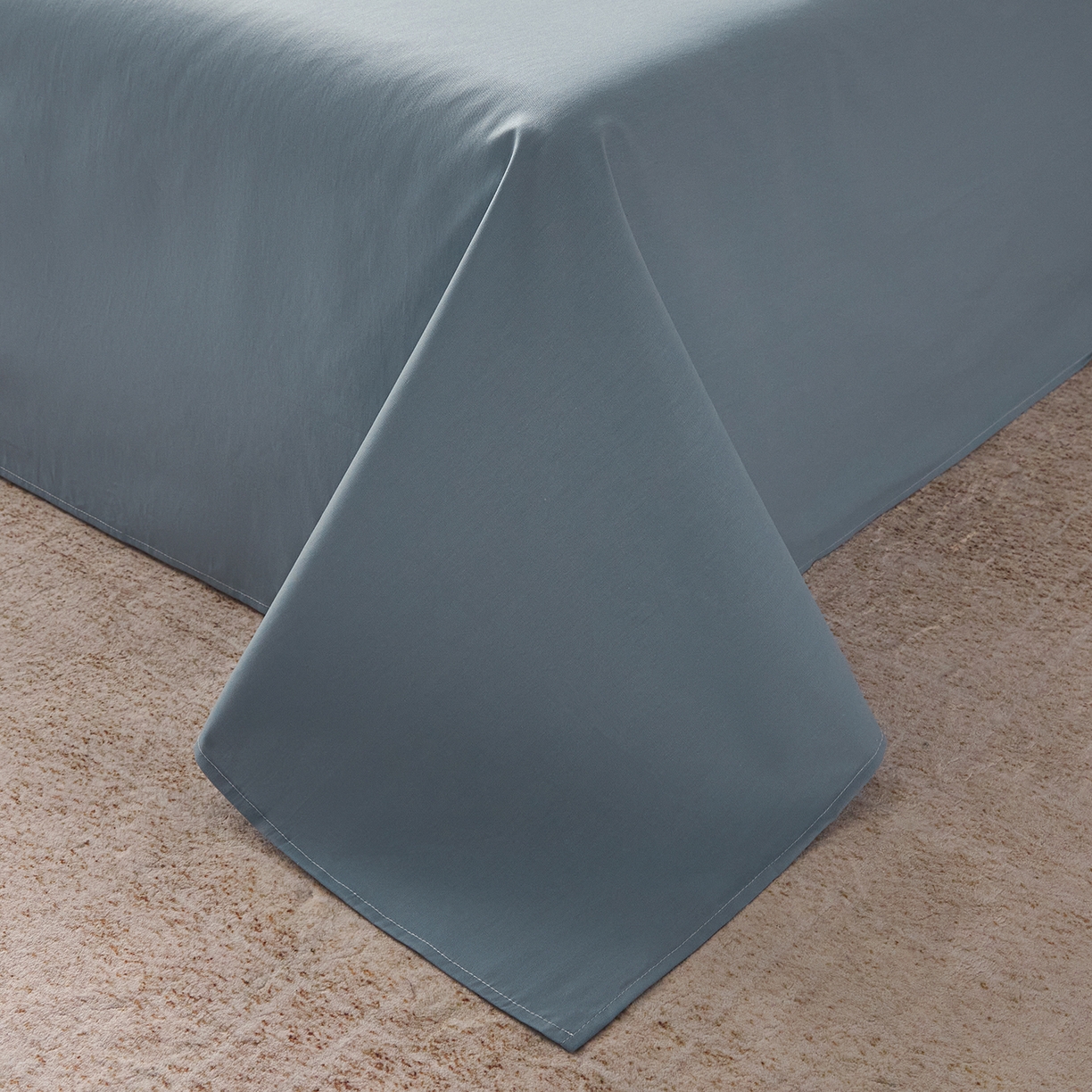 91家纺网 家纺一手货源 找家纺 寐眠 2026新款全棉纯棉纯色双拼四件套 浅蓝灰韵