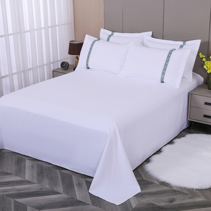 91家纺网 家纺一手货源 找家纺 好杰 2026新款加厚加密酒店布草织带四件套 花之舞