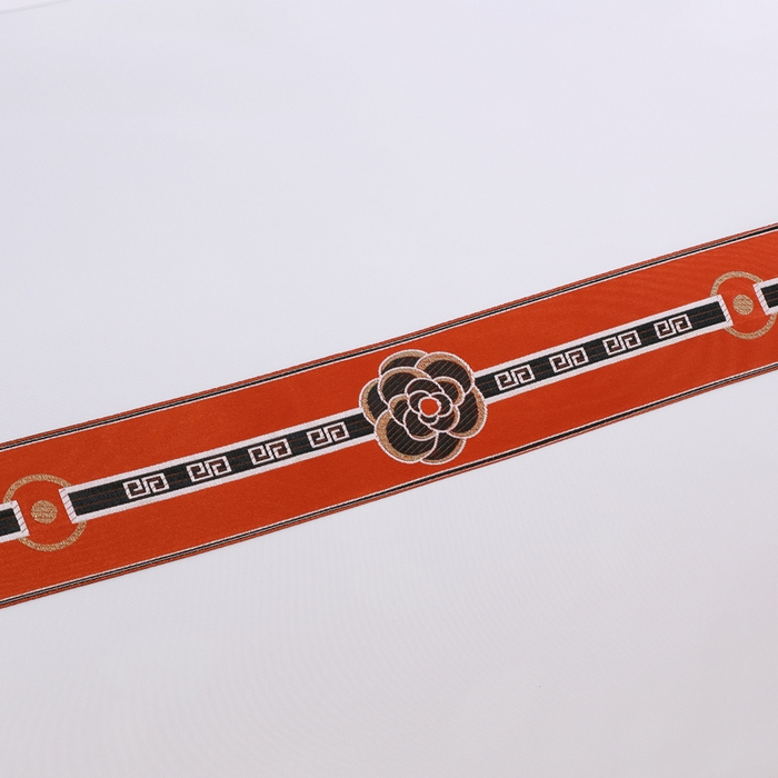 91家纺网 家纺一手货源 找家纺 好杰 2026新款加厚加密酒店布草织带四件套 花开富贵-桔