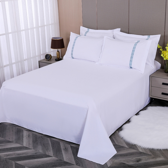 91家纺网 家纺一手货源 找家纺 好杰 2026新款加厚加密酒店布草织带四件套 花瓣雨