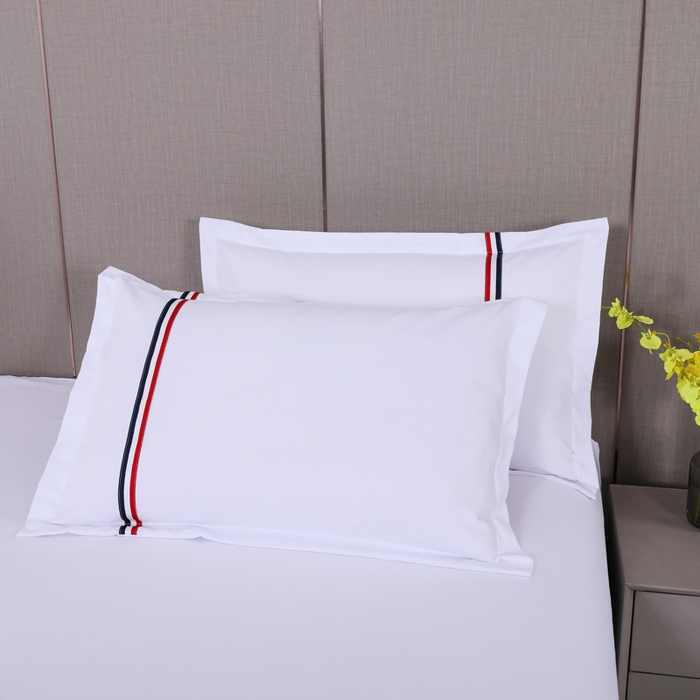 91家纺网 家纺一手货源 找家纺 好杰 2026新款加厚加密酒店布草织带四件套 彩旗飘飘