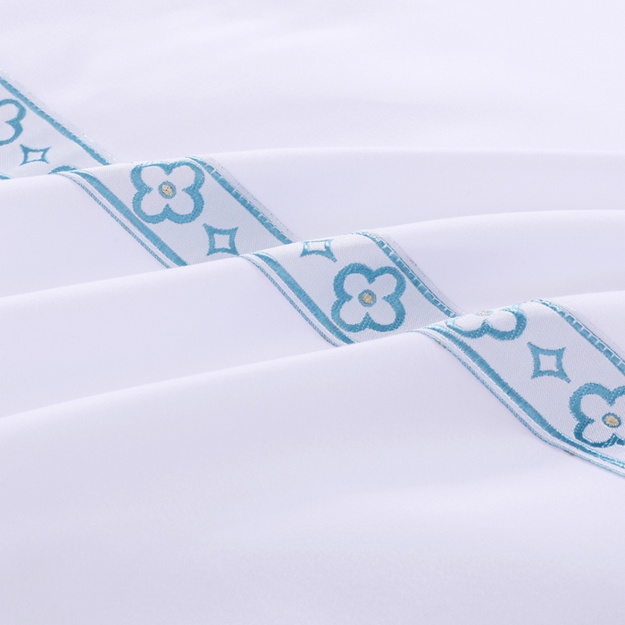 91家纺网 家纺一手货源 找家纺 好杰 2026新款加厚加密酒店布草织带四件套 花瓣雨