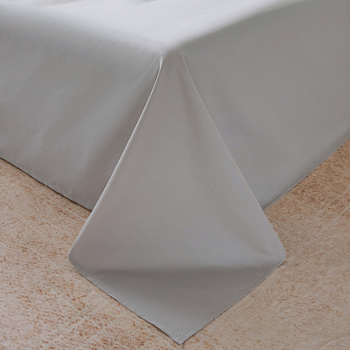 91家纺网 家纺一手货源 找家纺 寐眠 2026新款全棉纯棉纯色双拼四件套 浅灰素影