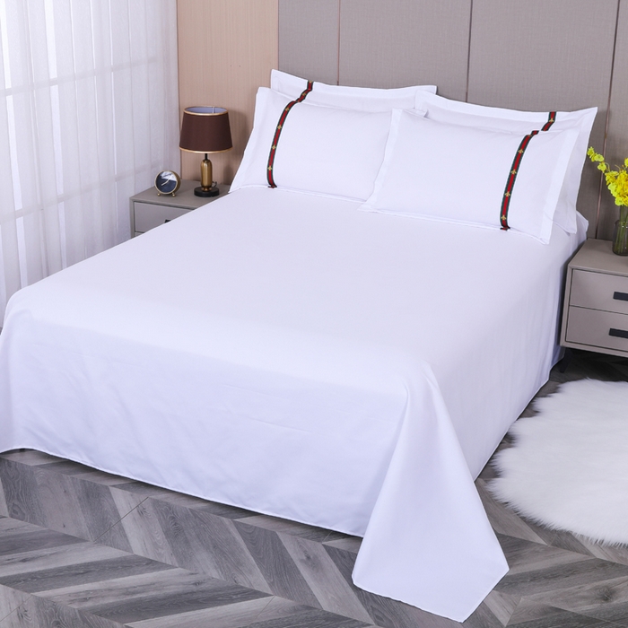 91家纺网 家纺一手货源 找家纺 好杰 2026新款加厚加密酒店布草织带四件套 金蜜彩蝶