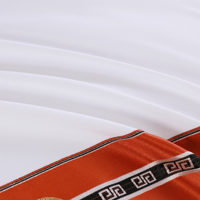 91家纺网 家纺一手货源 找家纺 好杰 2026新款加厚加密酒店布草织带四件套 花开富贵-桔