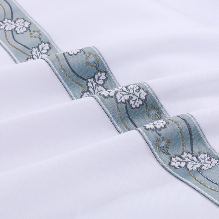 91家纺网 家纺一手货源 找家纺 好杰 2026新款加厚加密酒店布草织带四件套 花之舞