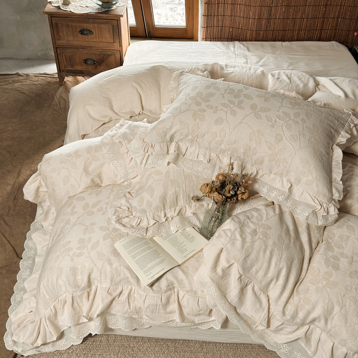 91家纺网 家纺一手货源 找家纺 （总）壹和 2026新款A类双层花边棉麻四件套