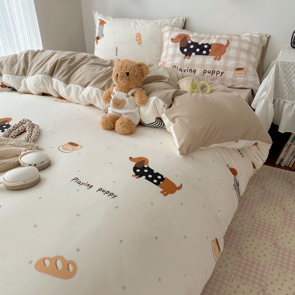 91家纺网 家纺一手货源 找家纺 （总）桃心家居 2026新款A类亲肤舒适软糯云柔水洗棉数码印花混搭少女卡通奶乎乎系列四件套