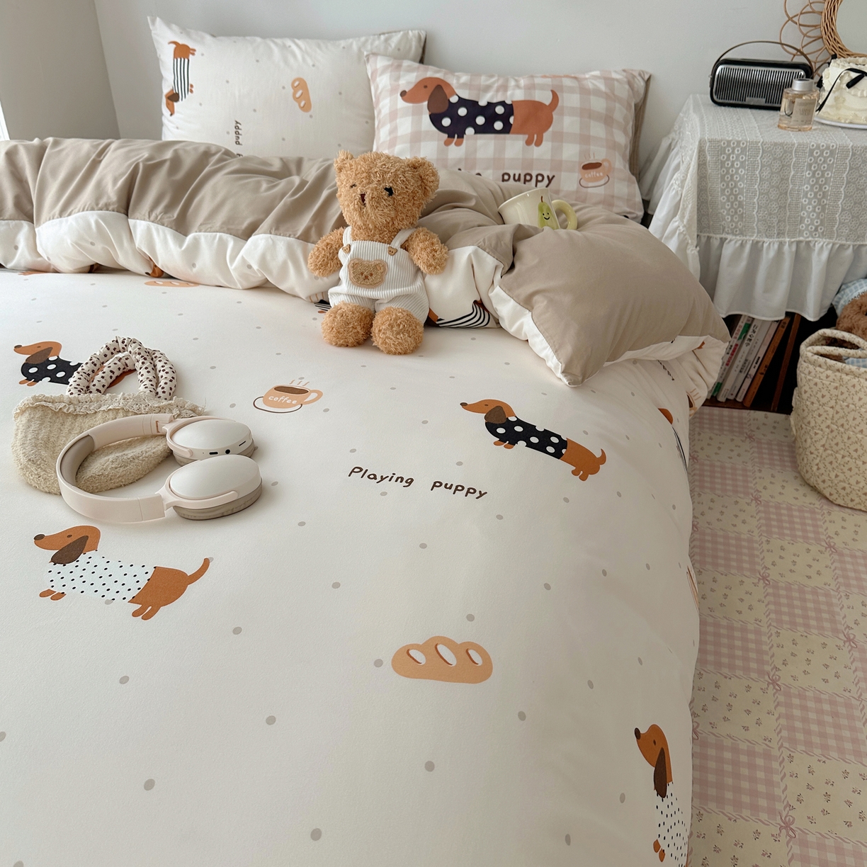 91家纺网 家纺一手货源 找家纺 （总）桃心家居 2026新款A类亲肤舒适软糯云柔水洗棉数码印花混搭少女卡通奶乎乎系列四件套