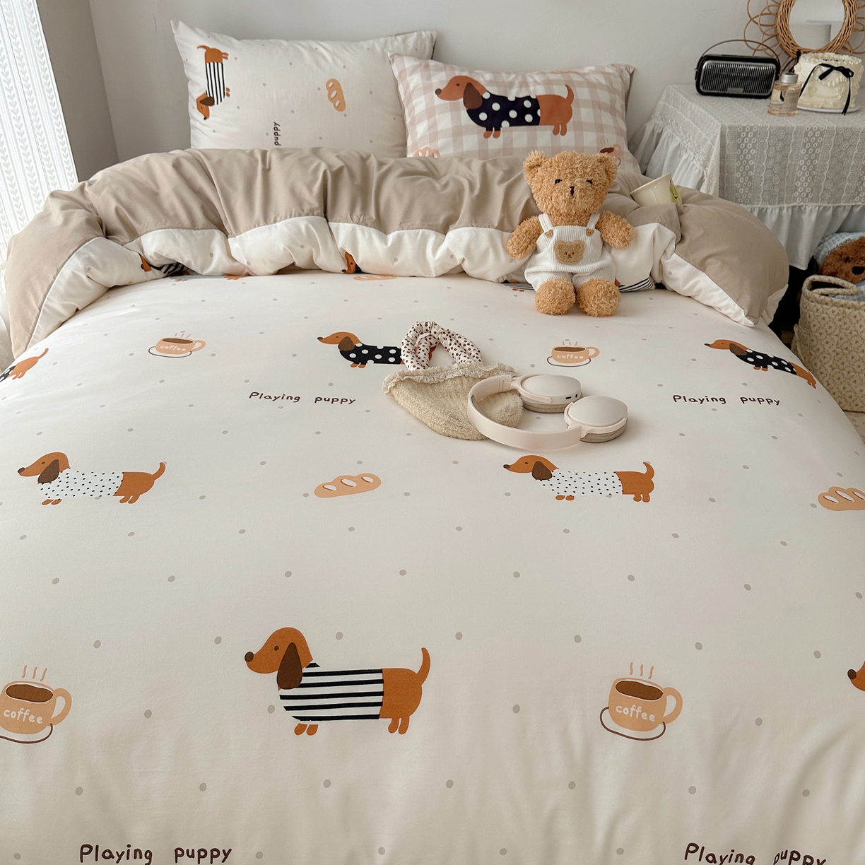 91家纺网 家纺一手货源 找家纺 （总）桃心家居 2026新款A类亲肤舒适软糯云柔水洗棉数码印花混搭少女卡通奶乎乎系列四件套