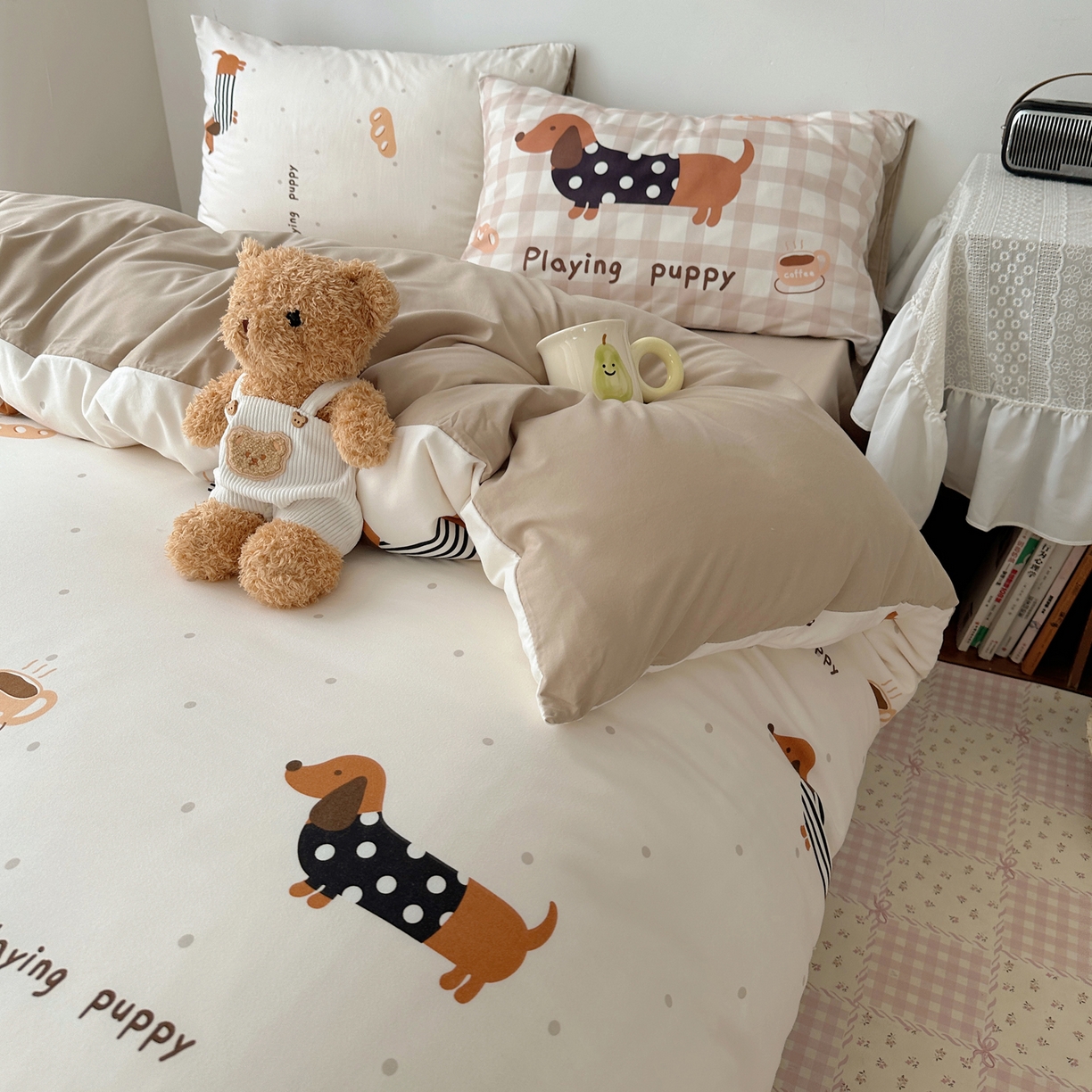 91家纺网 家纺一手货源 找家纺 （总）桃心家居 2026新款A类亲肤舒适软糯云柔水洗棉数码印花混搭少女卡通奶乎乎系列四件套