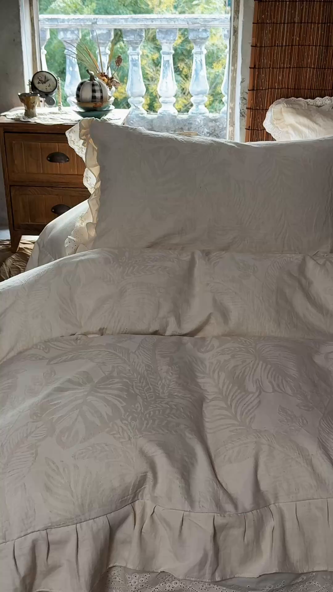 91家纺网 家纺一手货源 找家纺 壹和 2026新款A类双层花边棉麻四件套 仲夏叶