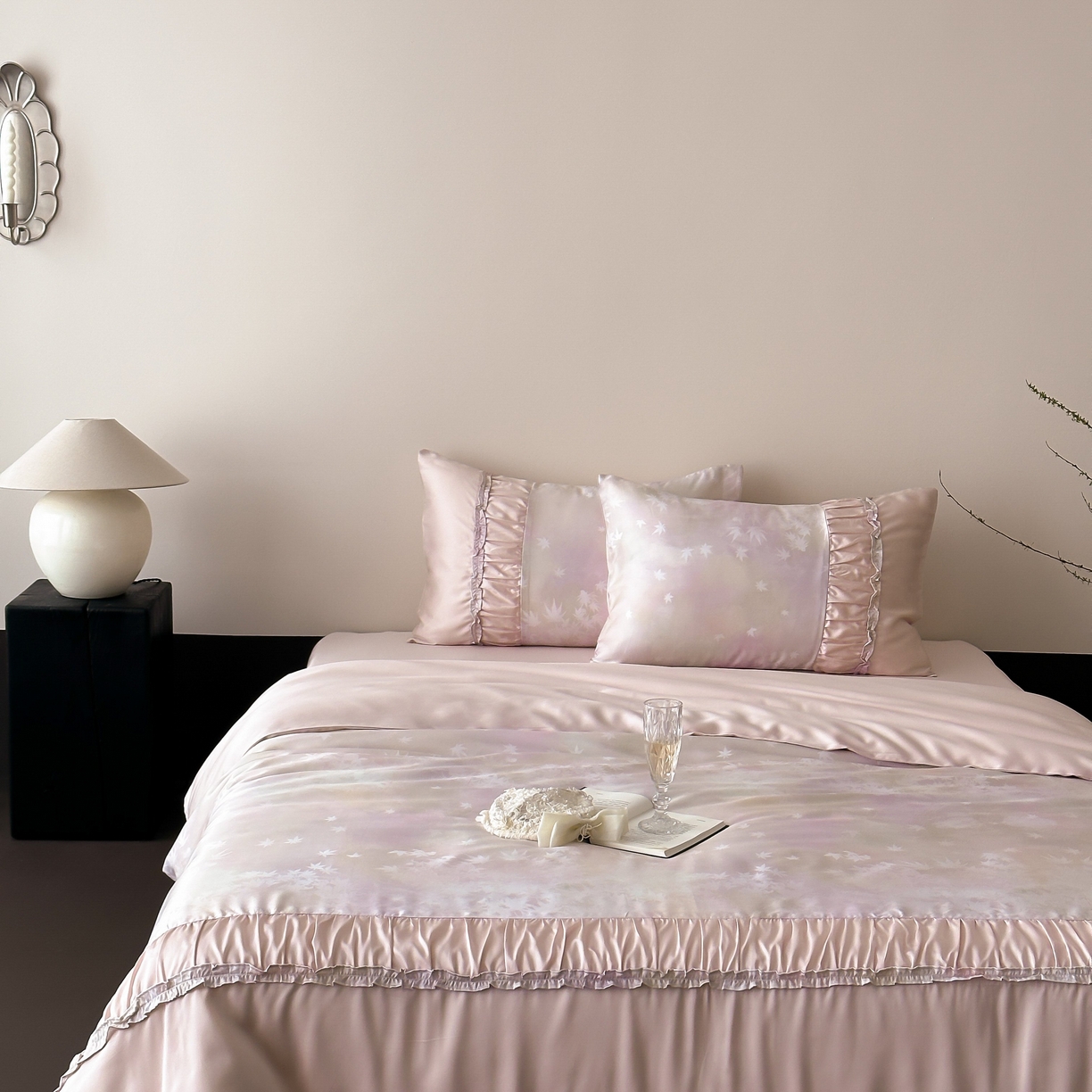 （总）玉宇阁 2025春夏新款60S兰精天丝印花四件套-薇之白