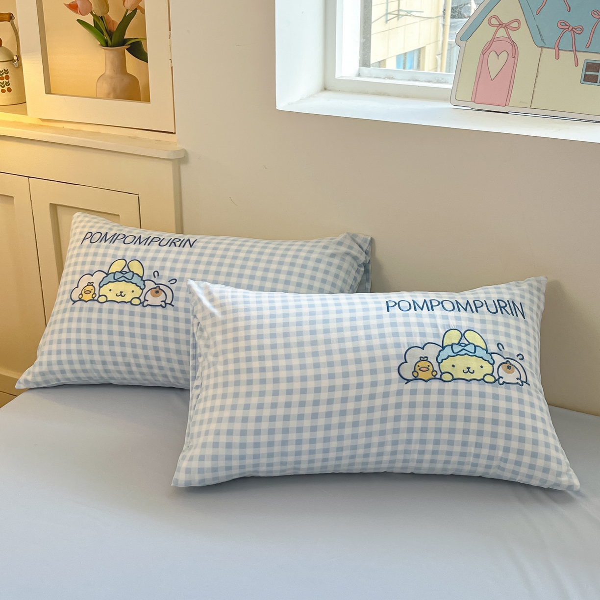 91家纺网 家纺一手货源 找家纺 桃心家居 2026新款A类三丽鸥正版授权云柔水洗棉兔毛贴布绣刺绣软糯系列四件套 云柔水洗棉-贴布绣萌萌布丁狗