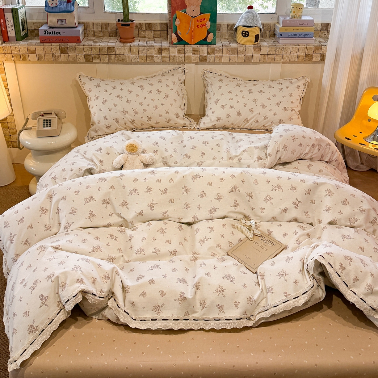 91家纺网 家纺一手货源 找家纺 壹和 2026新款全棉法式小清新复古碎花四件套 夜茉莉