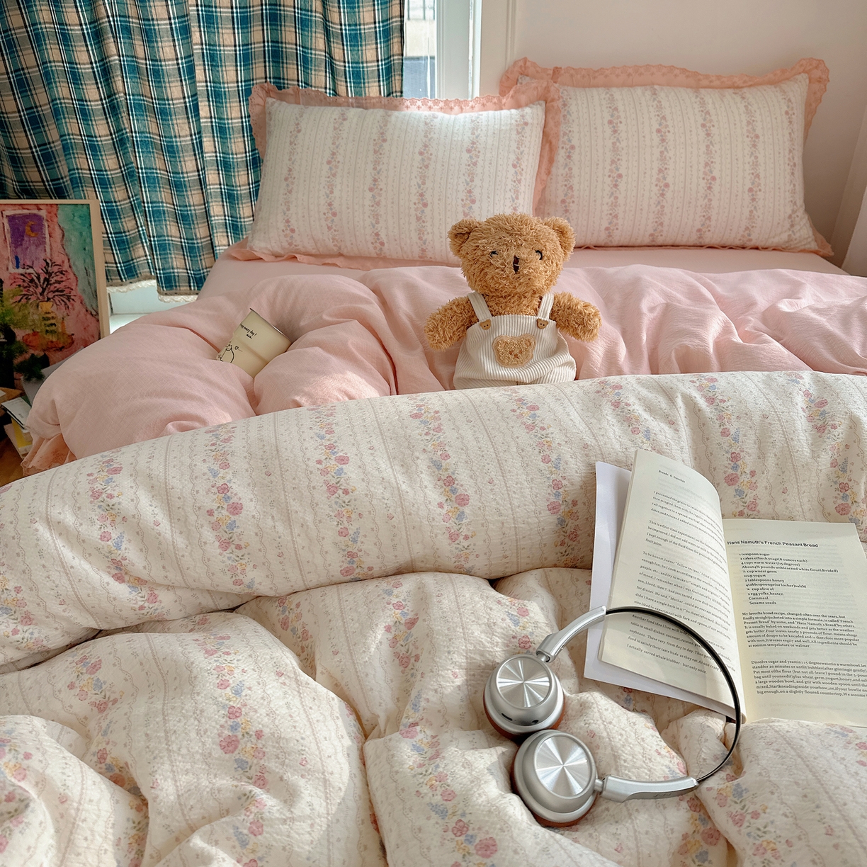 91家纺网 家纺一手货源 找家纺 一比一家纺 2026新款彩色花边木棉皱皱纱四件套 扶摇