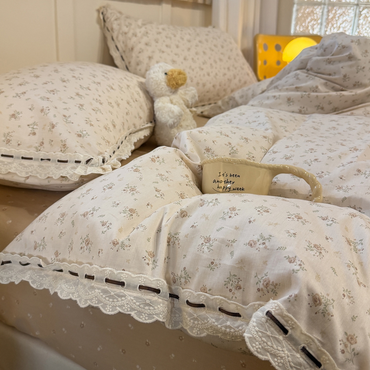 91家纺网 家纺一手货源 找家纺 壹和 2026新款全棉法式小清新复古碎花四件套 温婉