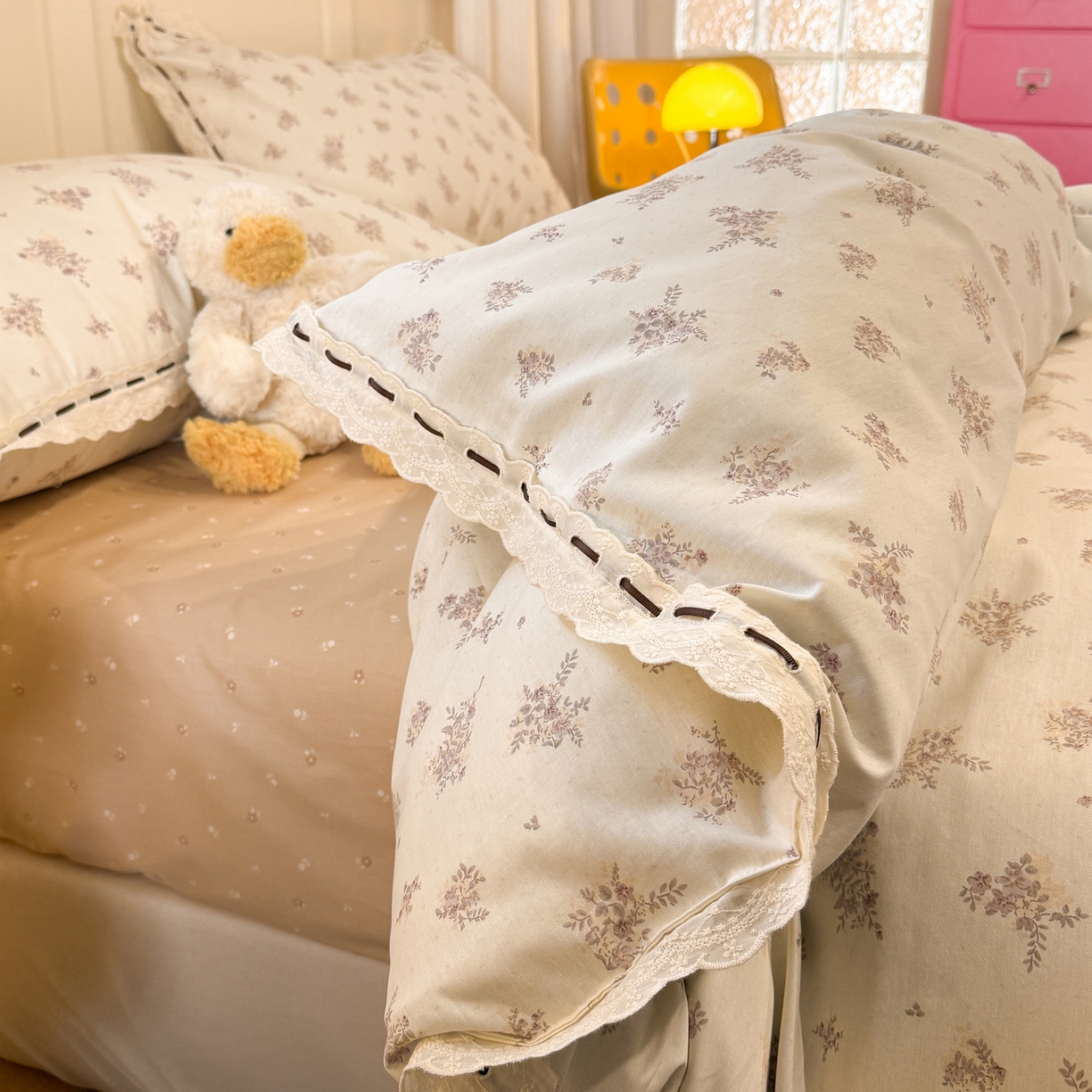 91家纺网 家纺一手货源 找家纺 壹和 2026新款全棉法式小清新复古碎花四件套 夜茉莉