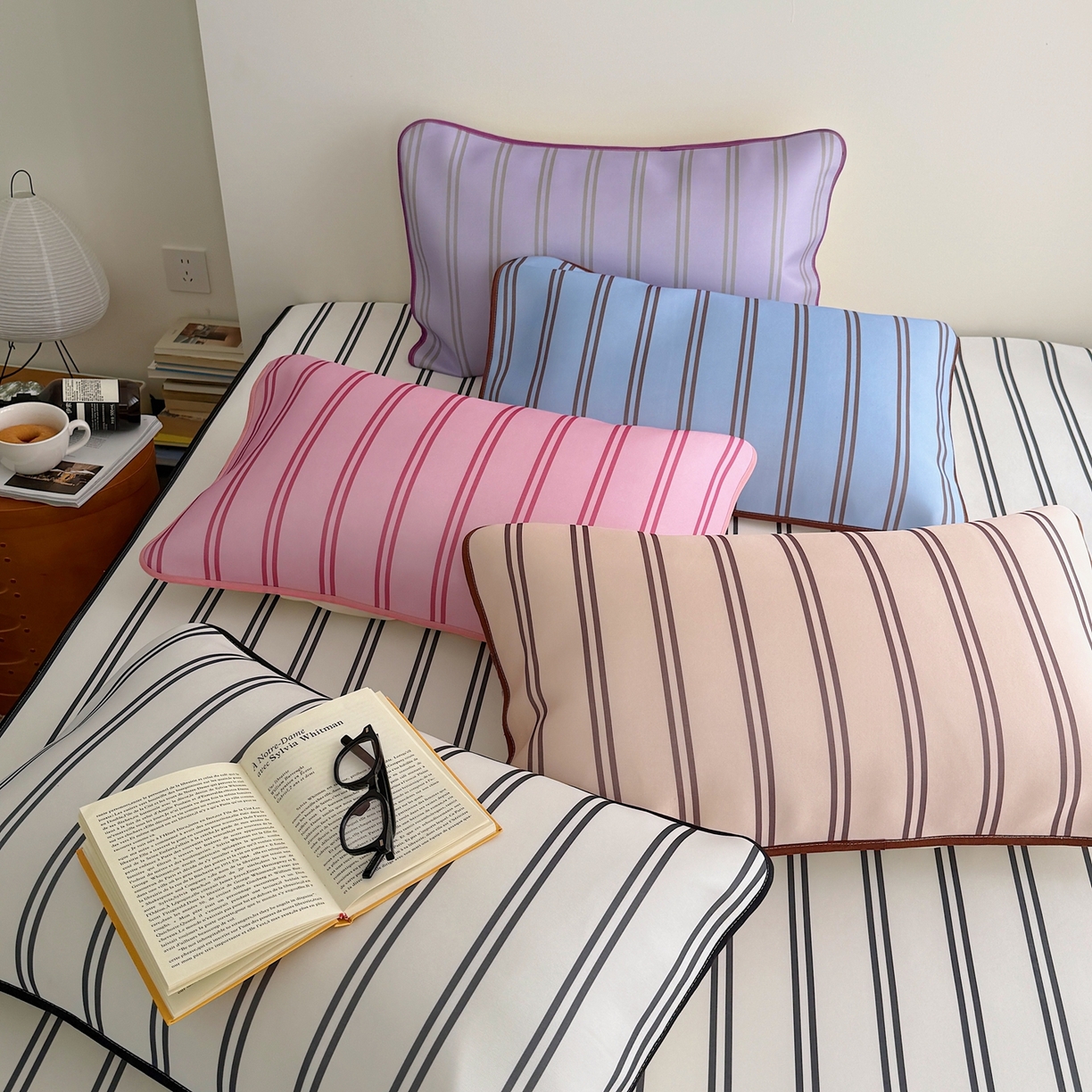 91家纺网 家纺一手货源 找家纺 （总）美乐迪家纺 2026春夏新款水光冰丝凉席席子-条纹系列