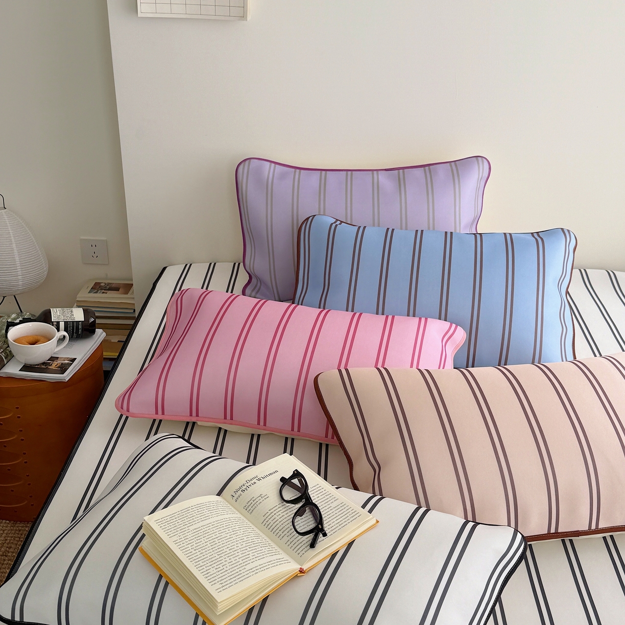 91家纺网 家纺一手货源 找家纺 （总）美乐迪家纺 2026春夏新款水光冰丝凉席席子-条纹系列