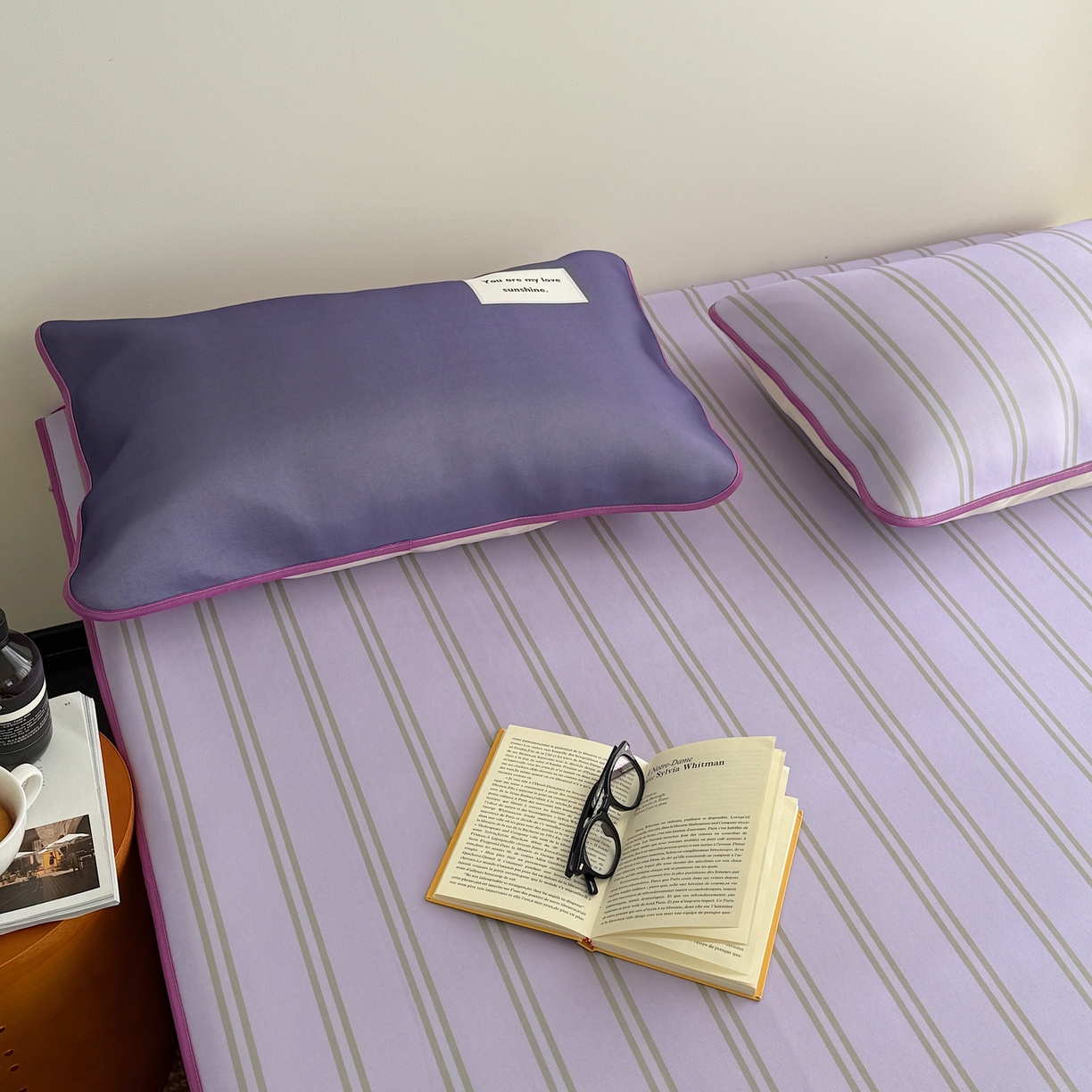 91家纺网 家纺一手货源 找家纺 美乐迪家纺 2026春夏新款水光冰丝凉席席子-条纹系列 葡萄紫