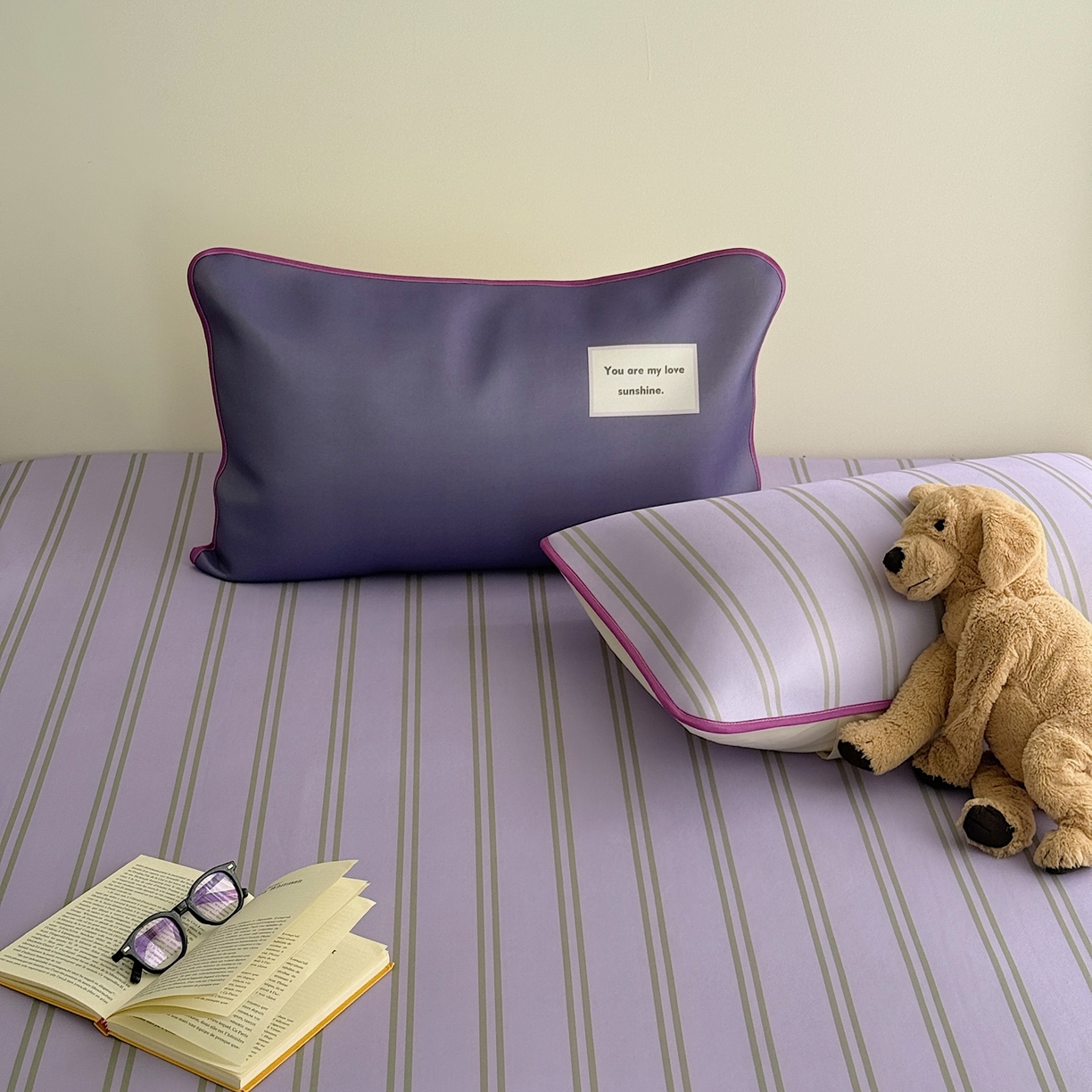 91家纺网 家纺一手货源 找家纺 美乐迪家纺 2026春夏新款水光冰丝凉席席子-条纹系列 葡萄紫