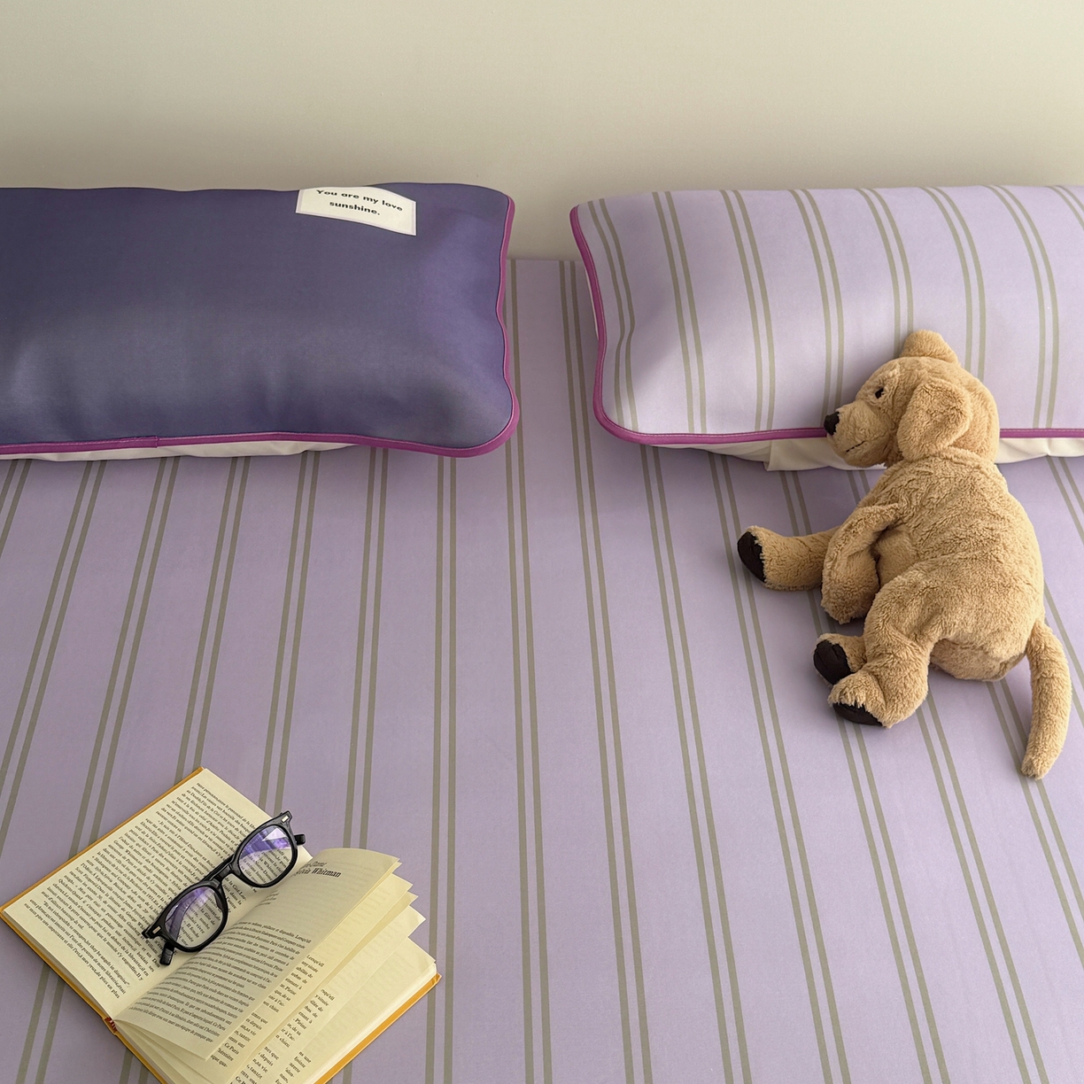 91家纺网 家纺一手货源 找家纺 美乐迪家纺 2026春夏新款水光冰丝凉席席子-条纹系列 葡萄紫