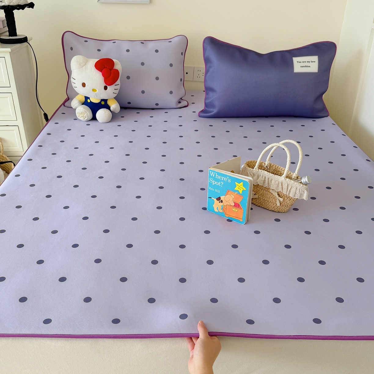 91家纺网 家纺一手货源 找家纺 （总）美乐迪家纺 2026春夏新款水光冰丝凉席席子-波点系列