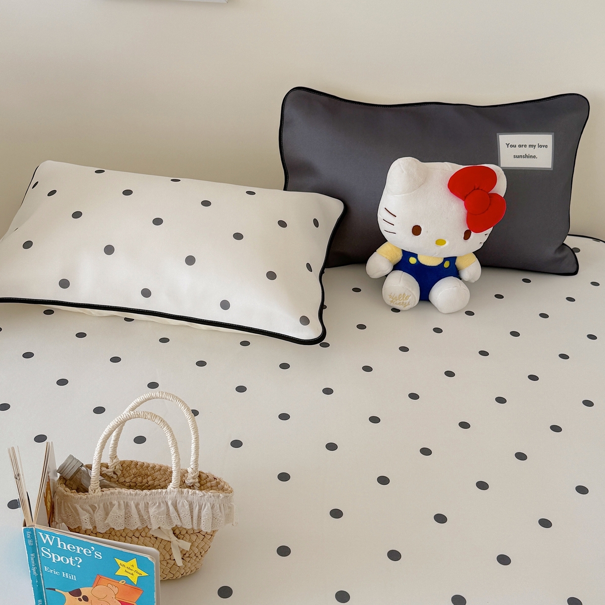 91家纺网 家纺一手货源 找家纺 美乐迪家纺 2026春夏新款水光冰丝凉席席子-波点系列 波点黑