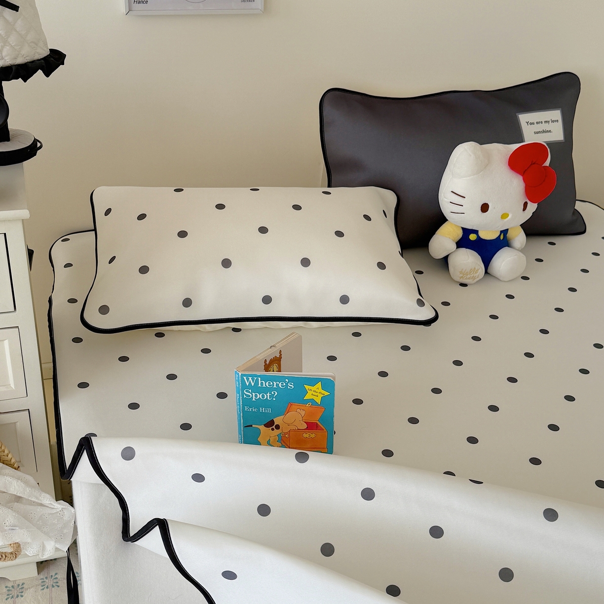 91家纺网 家纺一手货源 找家纺 美乐迪家纺 2026春夏新款水光冰丝凉席席子-波点系列 波点黑