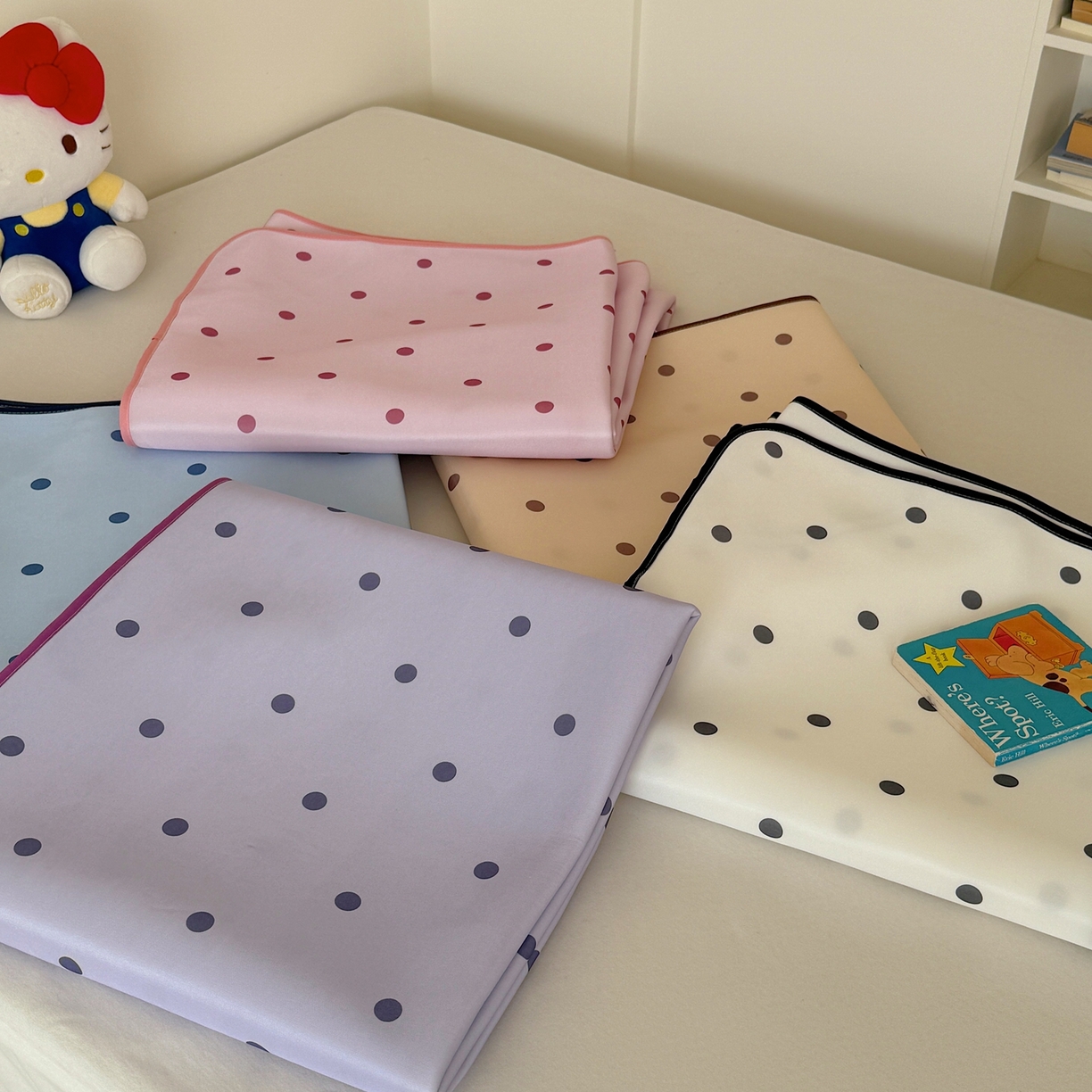 美乐迪家纺 2026春夏新款水光冰丝凉席席子-波点系列 组合图仅供展示不可下单