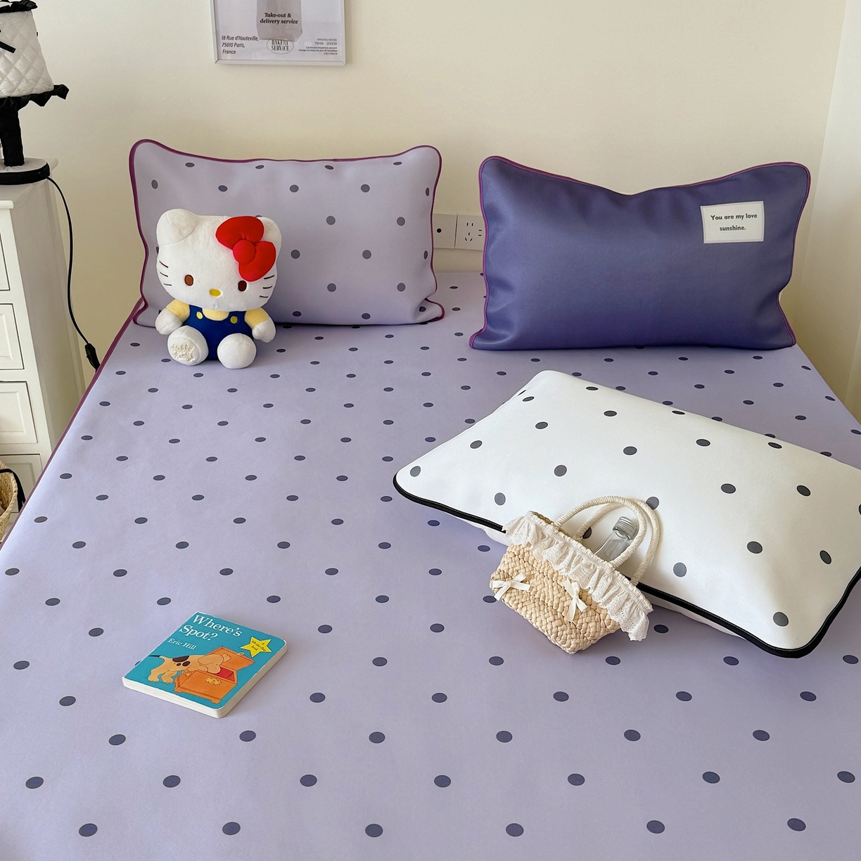 91家纺网 家纺一手货源 找家纺 美乐迪家纺 2026春夏新款水光冰丝凉席席子-波点系列 波点紫