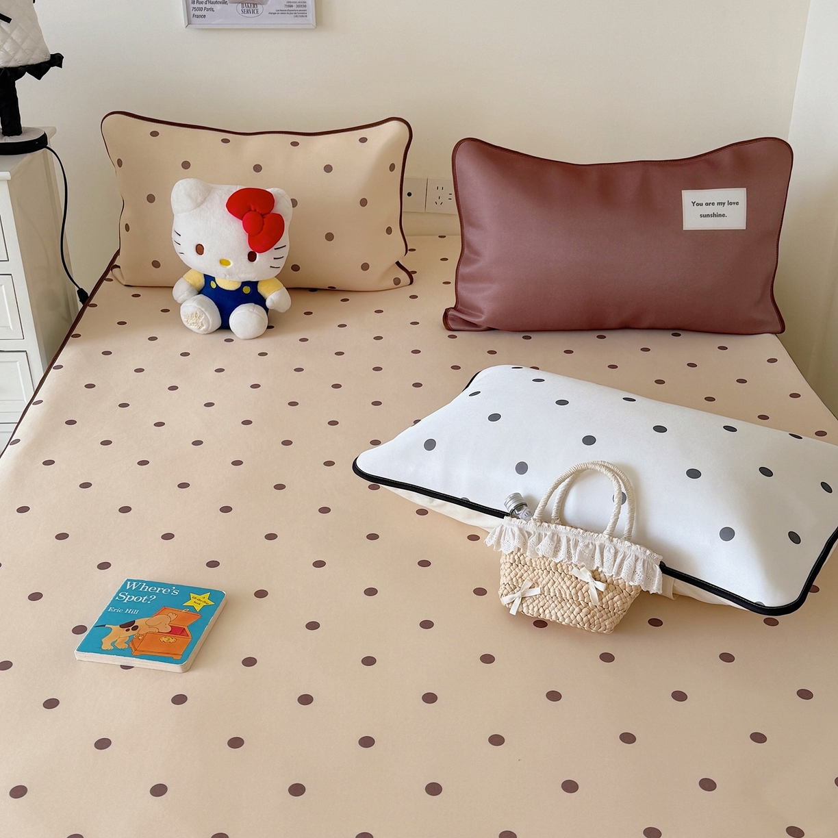 91家纺网 家纺一手货源 找家纺 美乐迪家纺 2026春夏新款水光冰丝凉席席子-波点系列 波点咖