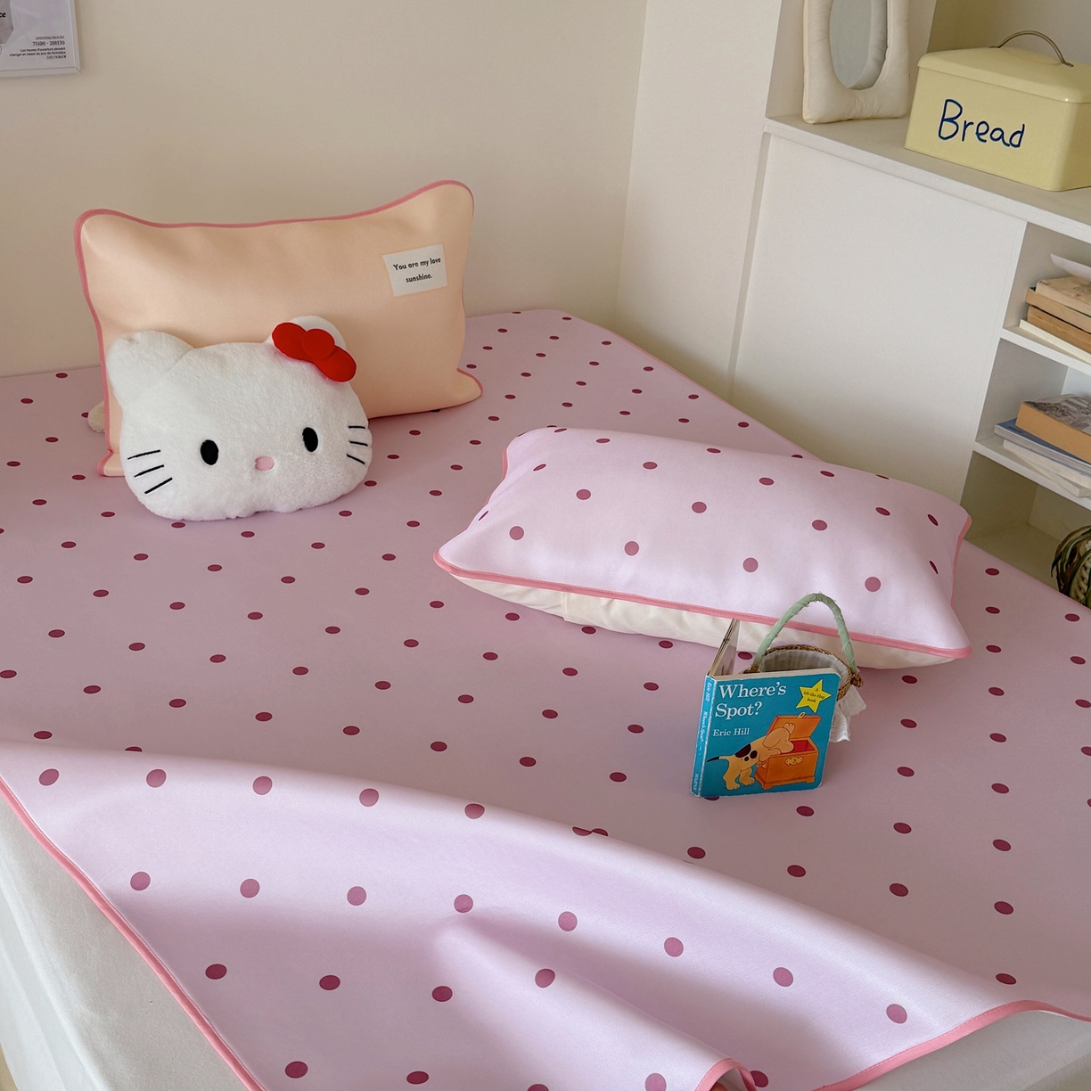 91家纺网 家纺一手货源 找家纺 美乐迪家纺 2026春夏新款水光冰丝凉席席子-波点系列 波点粉