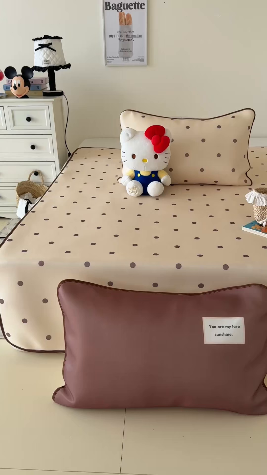 91家纺网 家纺一手货源 找家纺 美乐迪家纺 2026春夏新款水光冰丝凉席席子-波点系列 波点咖