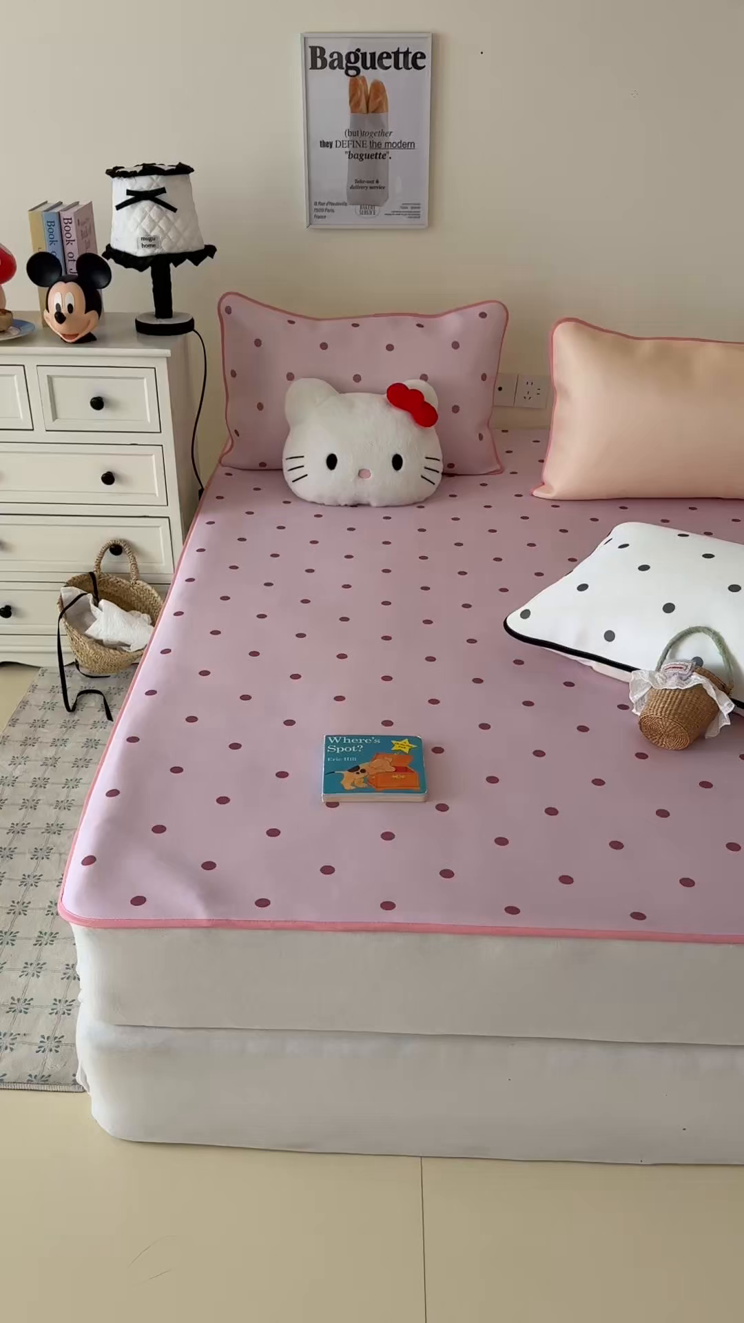 91家纺网 家纺一手货源 找家纺 美乐迪家纺 2026春夏新款水光冰丝凉席席子-波点系列 波点粉