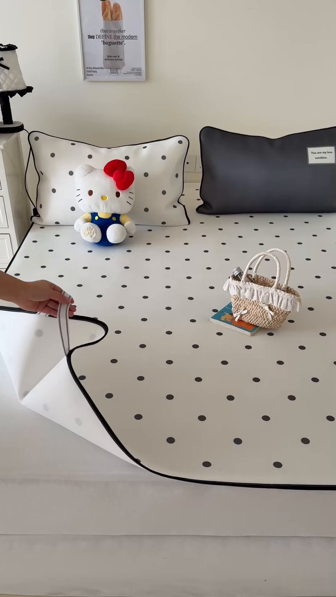 91家纺网 家纺一手货源 找家纺 美乐迪家纺 2026春夏新款水光冰丝凉席席子-波点系列 波点黑