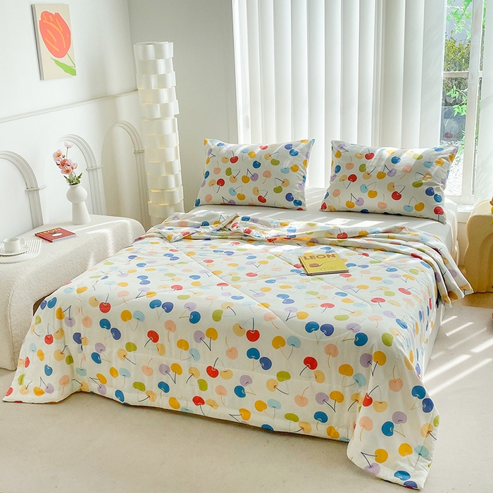 天瑜家纺 2026新款棉绸夏被苏香绸舒香绸夏凉被人造棉空调被 七彩樱桃米