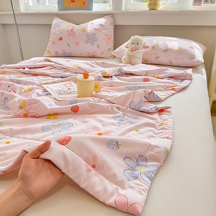 91家纺网 家纺一手货源 找家纺 天瑜家纺 2026新款棉绸夏被苏香绸舒香绸夏凉被人造棉空调被 花香 粉