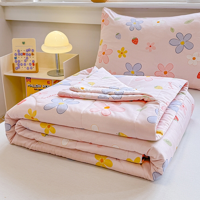 91家纺网 家纺一手货源 找家纺 天瑜家纺 2026新款棉绸夏被苏香绸舒香绸夏凉被人造棉空调被 花香 粉