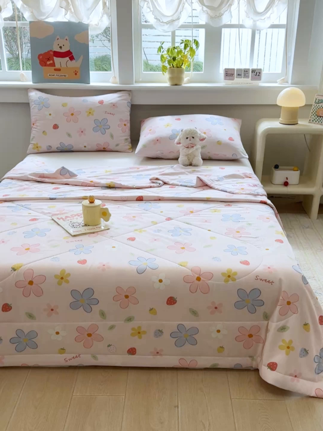 91家纺网 家纺一手货源 找家纺 天瑜家纺 2026新款棉绸夏被苏香绸舒香绸夏凉被人造棉空调被 花香 粉