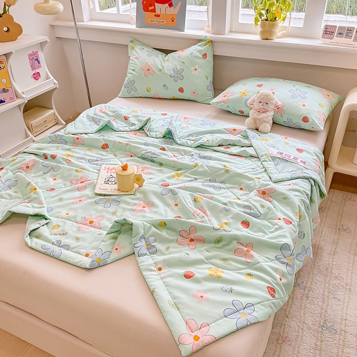 91家纺网 家纺一手货源 找家纺 天瑜家纺 2026新款棉绸夏被苏香绸舒香绸夏凉被人造棉空调被 花香 绿