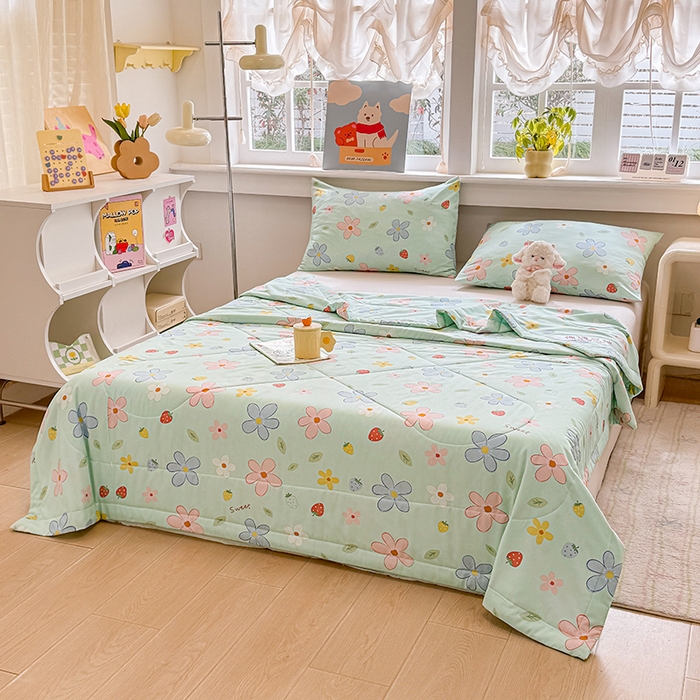 91家纺网 家纺一手货源 找家纺 天瑜家纺 2026新款棉绸夏被苏香绸舒香绸夏凉被人造棉空调被 花香 绿