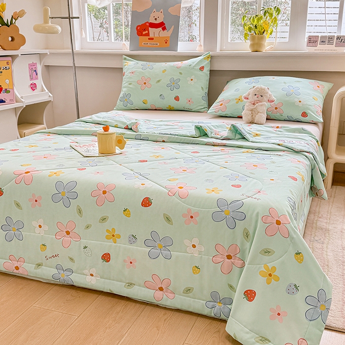 天瑜家纺 2026新款棉绸夏被苏香绸舒香绸夏凉被人造棉空调被 花香 绿