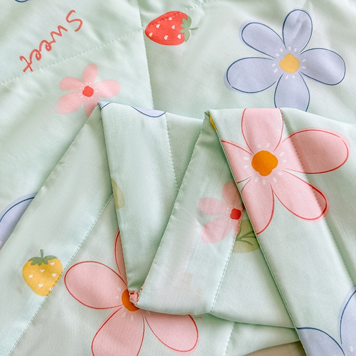 91家纺网 家纺一手货源 找家纺 天瑜家纺 2026新款棉绸夏被苏香绸舒香绸夏凉被人造棉空调被 花香 绿