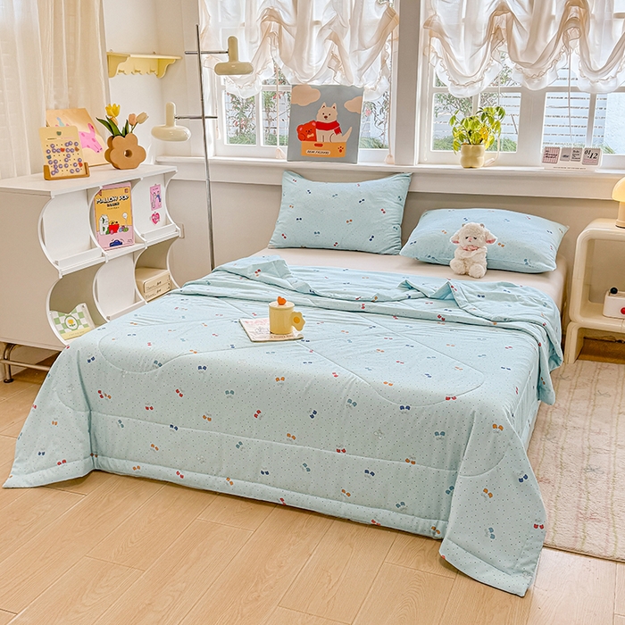 91家纺网 家纺一手货源 找家纺 天瑜家纺 2026新款棉绸夏被苏香绸舒香绸夏凉被人造棉空调被 爱恋 蓝