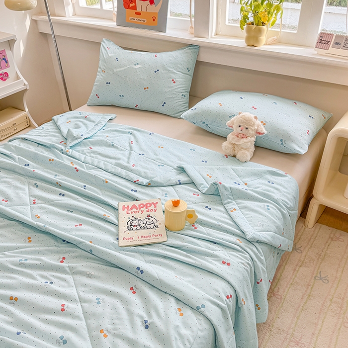 91家纺网 家纺一手货源 找家纺 天瑜家纺 2026新款棉绸夏被苏香绸舒香绸夏凉被人造棉空调被 爱恋 蓝