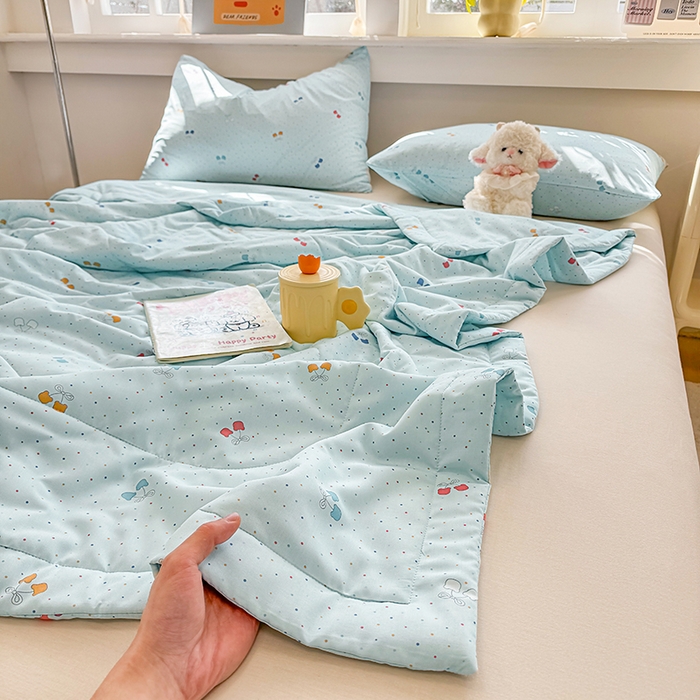 91家纺网 家纺一手货源 找家纺 天瑜家纺 2026新款棉绸夏被苏香绸舒香绸夏凉被人造棉空调被 爱恋 蓝