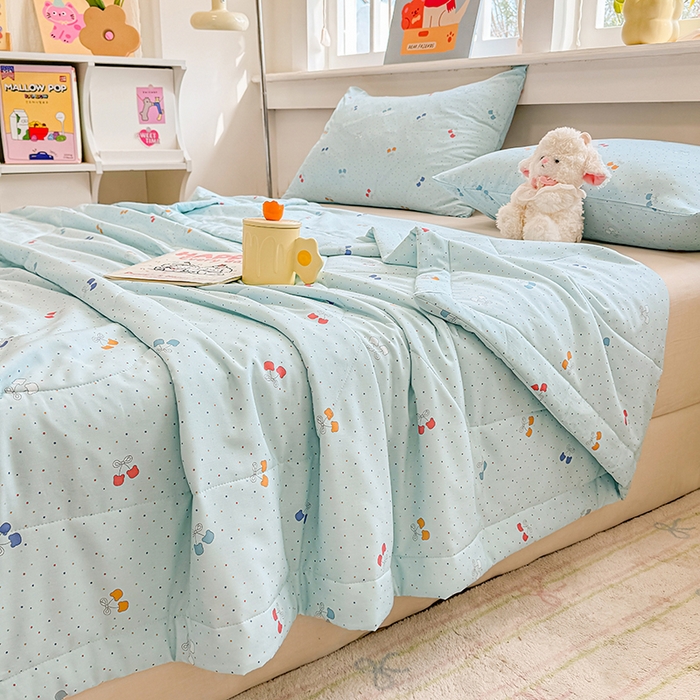 91家纺网 家纺一手货源 找家纺 天瑜家纺 2026新款棉绸夏被苏香绸舒香绸夏凉被人造棉空调被 爱恋 蓝