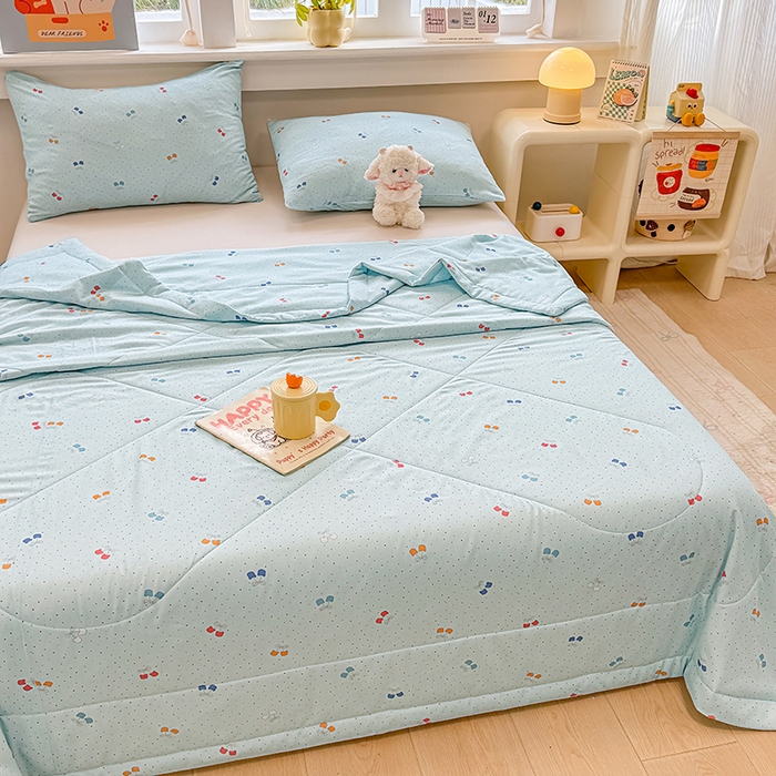 91家纺网 家纺一手货源 找家纺 天瑜家纺 2026新款棉绸夏被苏香绸舒香绸夏凉被人造棉空调被 爱恋 蓝